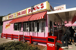 Pink's Hot Dogs in Los Angeles Pink’s Hot Dogs, reopened in Los Angeles after months of closure during the COVID-19 pandemic, could be a good place to meet your heroes